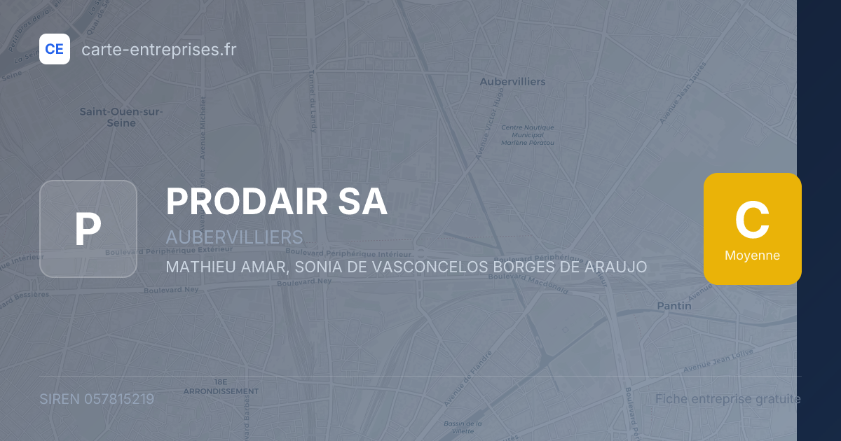 PRODAIR SA — 057815219 — carte-entreprises.fr
