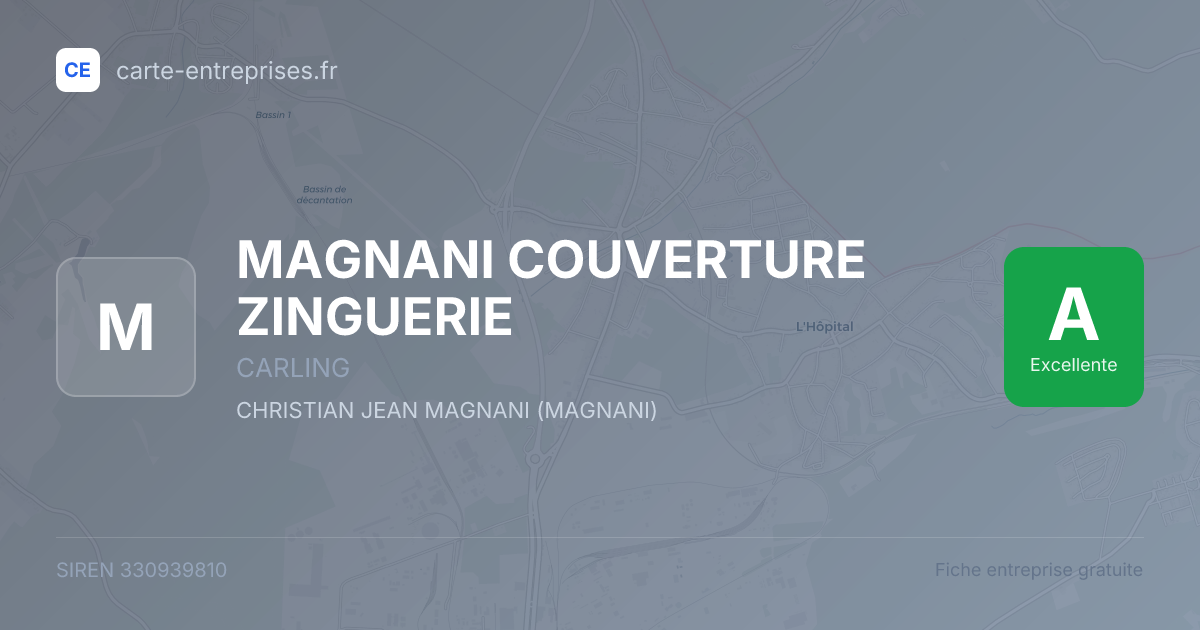MAGNANI COUVERTURE ZINGUERIE — 330939810 — carte-entreprises.fr