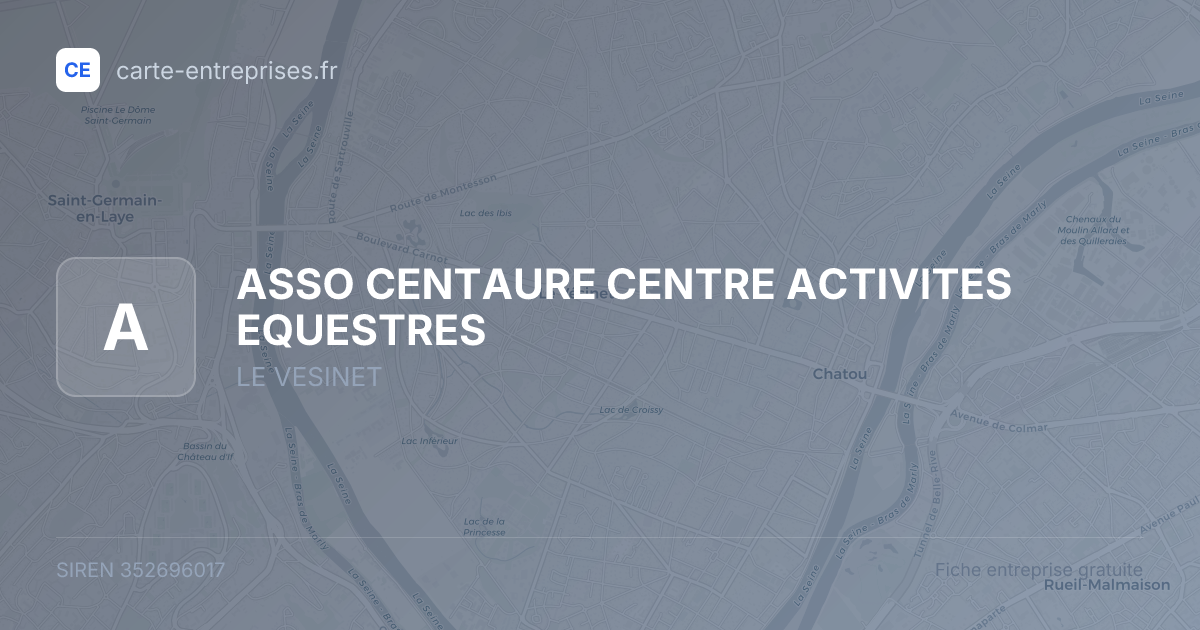 ASSO CENTAURE CENTRE ACTIVITES EQUESTRES — 352696017 — carte-entreprises.fr