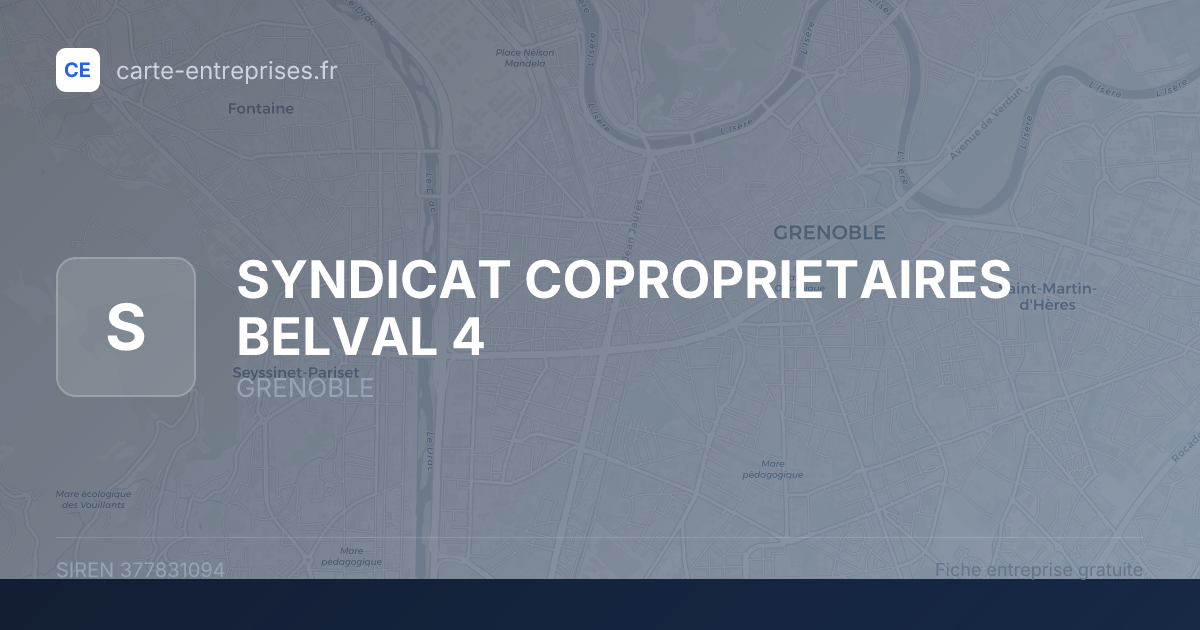 SYNDICAT COPROPRIETAIRES BELVAL 4 — 377831094 — carte-entreprises.fr