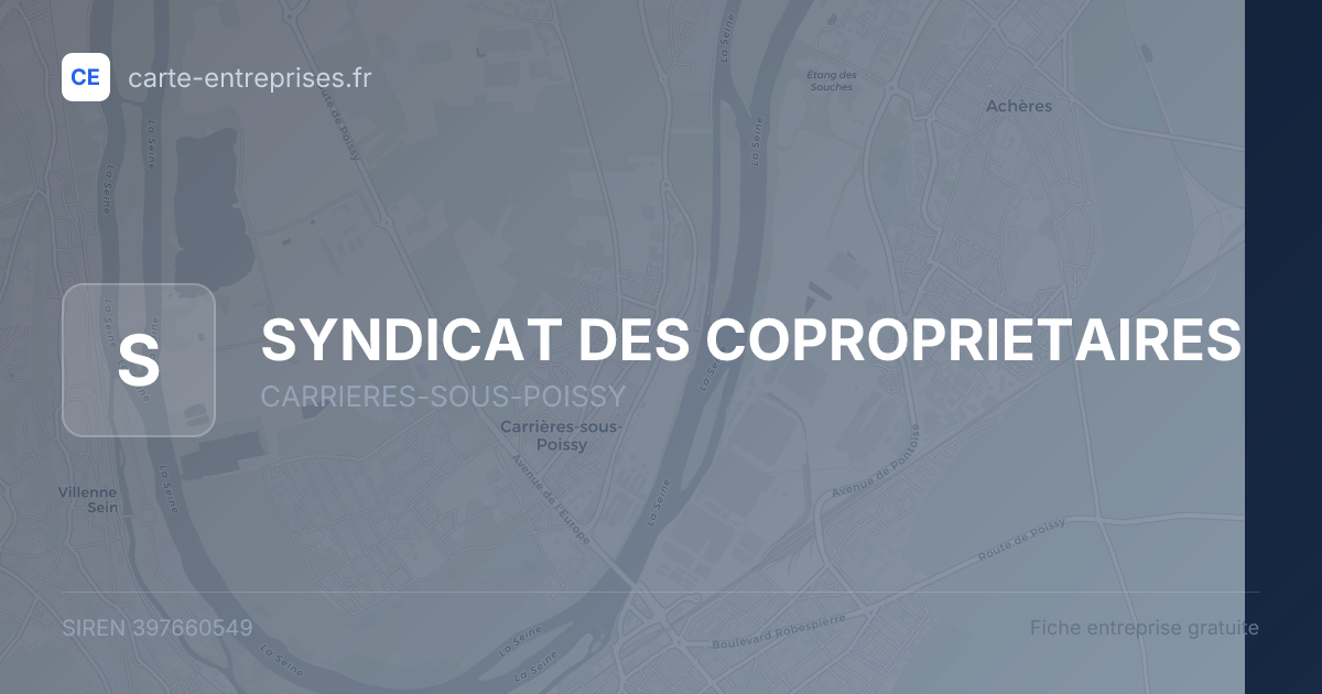 SYNDICAT DES COPROPRIETAIRES — 397660549 — carte-entreprises.fr