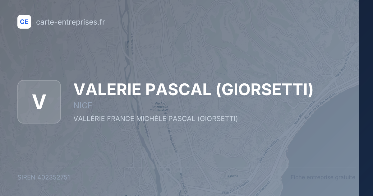 VALERIE PASCAL (GIORSETTI) — 402352751 — carte-entreprises.fr