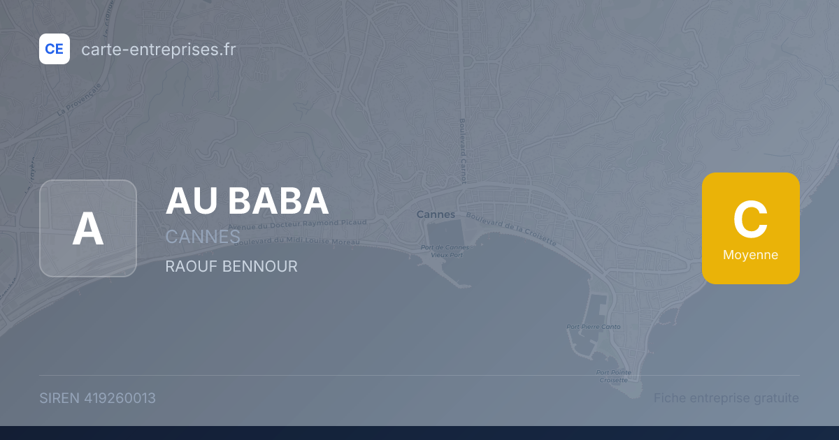 AU BABA — 419260013 — carte-entreprises.fr