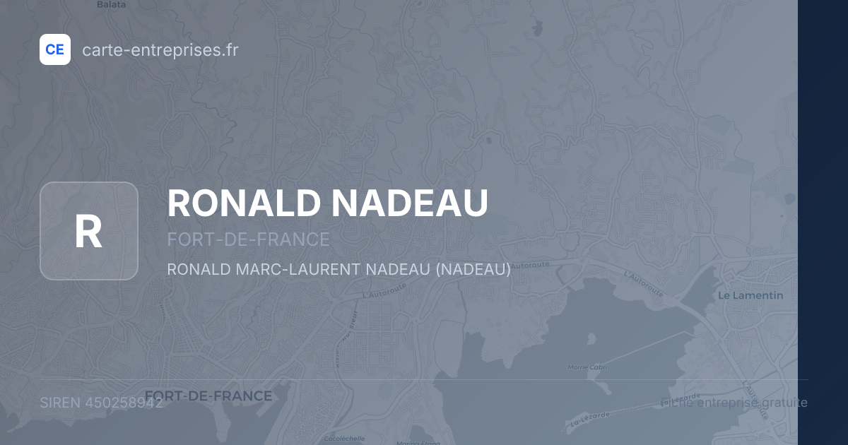 RONALD NADEAU — 450258942 — carte-entreprises.fr