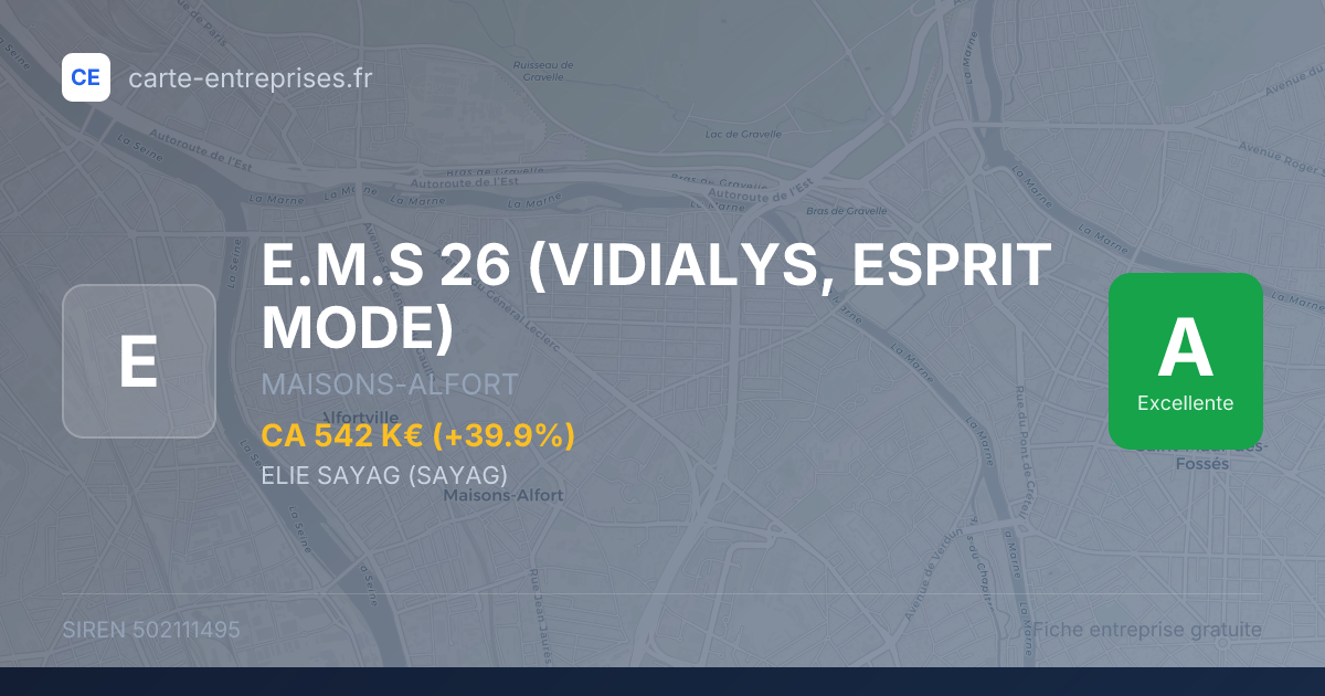 E.M.S 26 (VIDIALYS, ESPRIT MODE) — 502111495 — carte-entreprises.fr