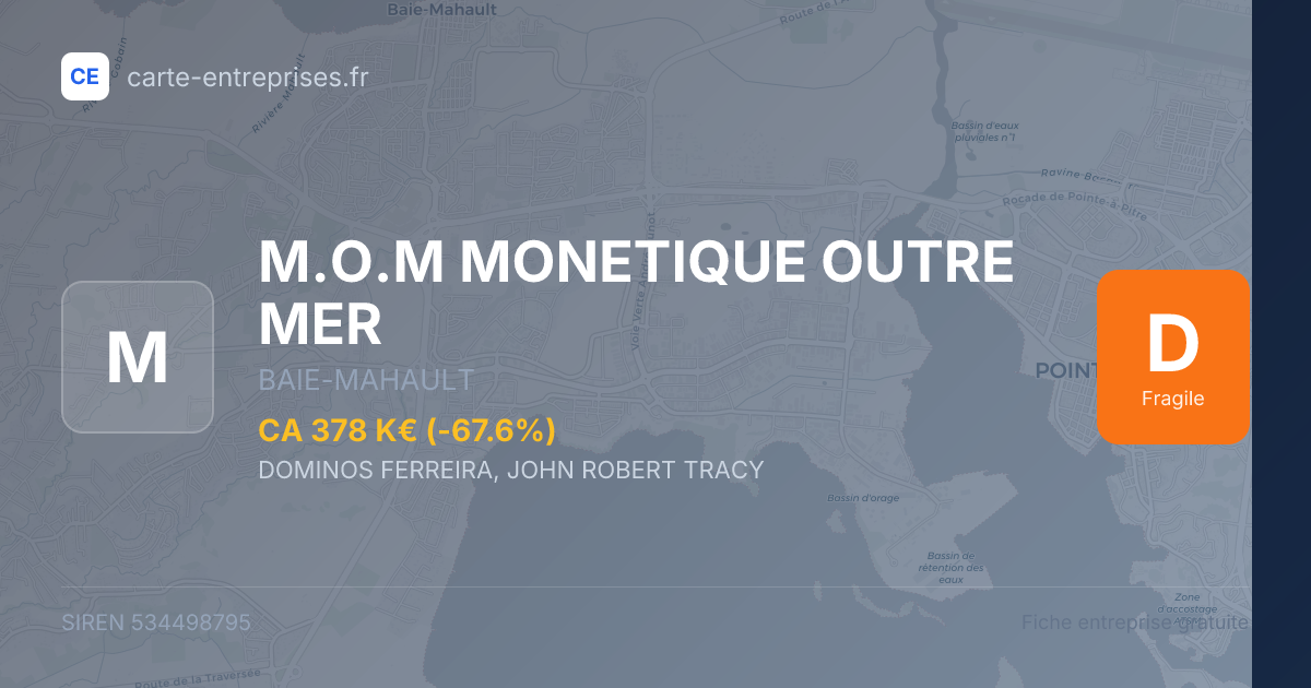 M.O.M MONETIQUE OUTRE MER — 534498795 — carte-entreprises.fr