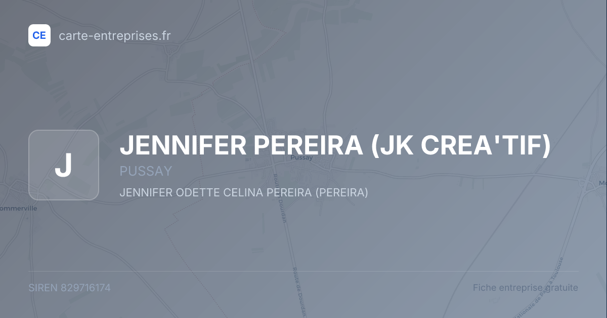 JENNIFER PEREIRA (JK CREA'TIF) — 829716174 — carte-entreprises.fr
