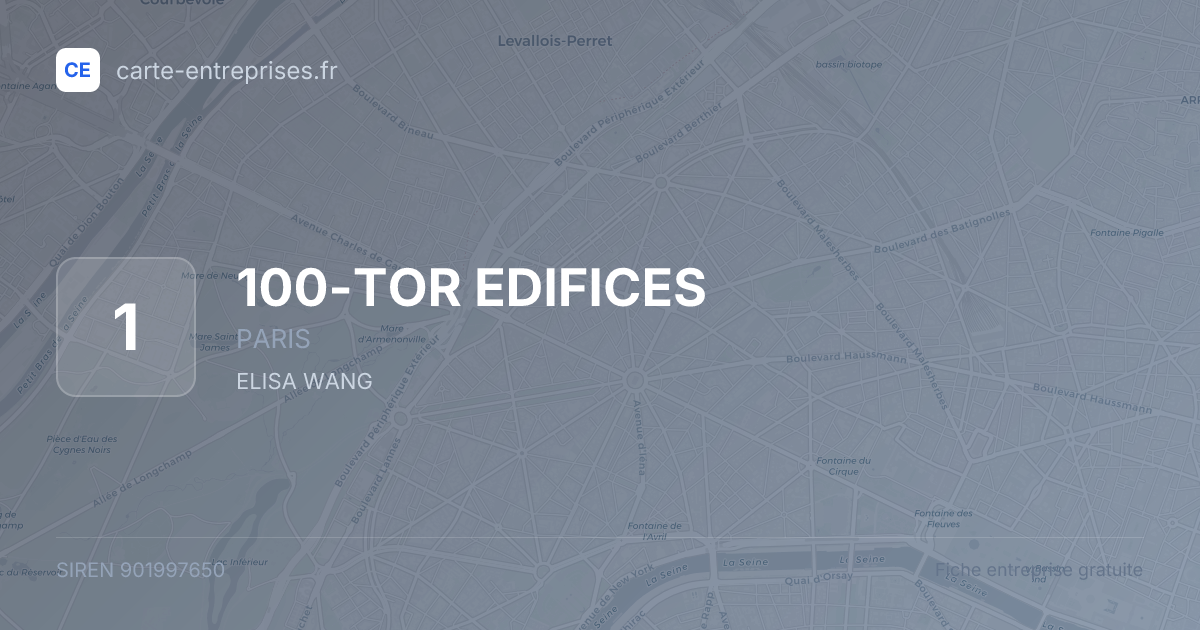 100-TOR EDIFICES — 901997650 — fiche entreprise