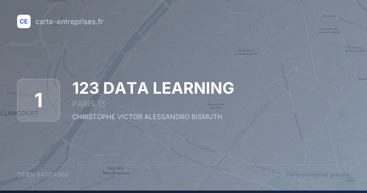 123 DATA LEARNING — 841124068 — fiche entreprise