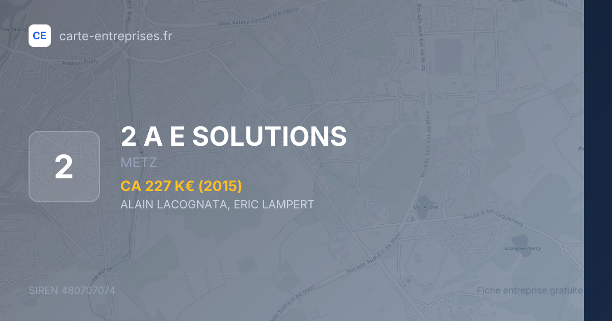 2 A E SOLUTIONS — 480707074 — fiche entreprise