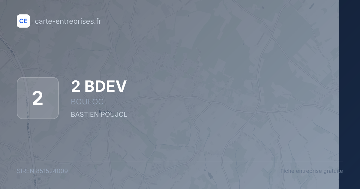 2 BDEV — 851524009 — fiche entreprise