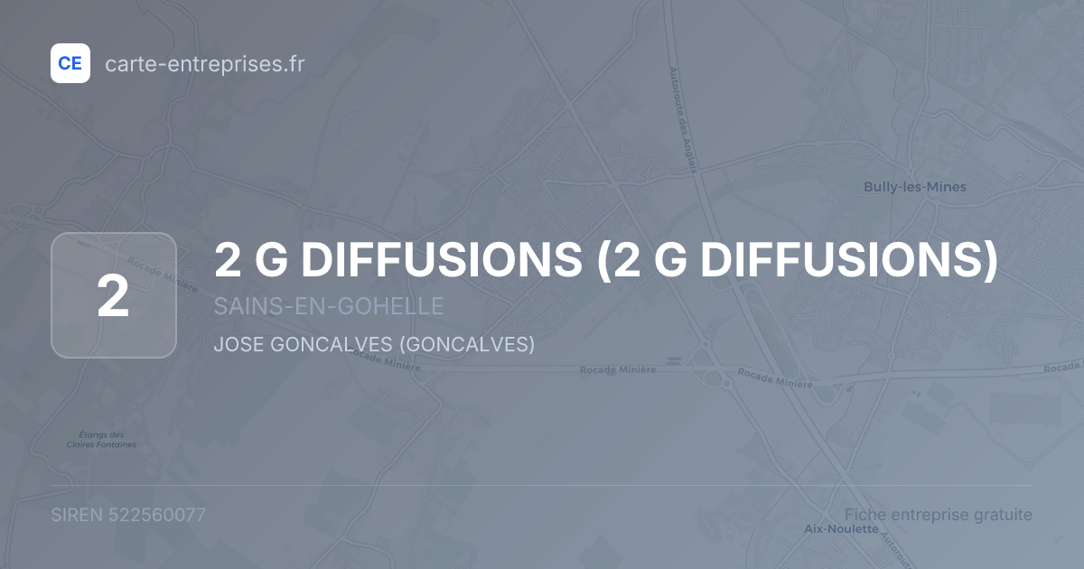 2 G DIFFUSIONS — 522560077 — fiche entreprise