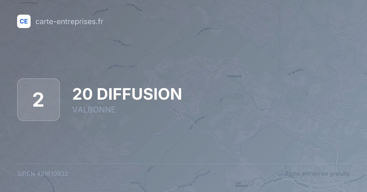 20 DIFFUSION — 421610932 — fiche entreprise