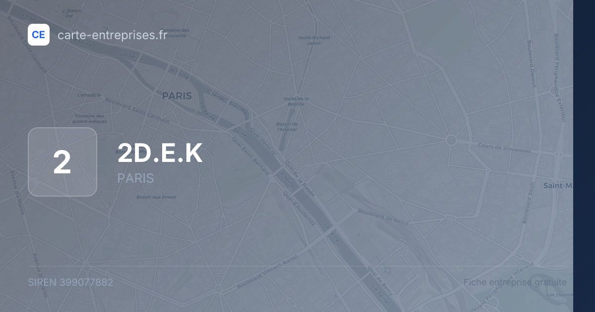 2D.E.K — 399077882 — fiche entreprise