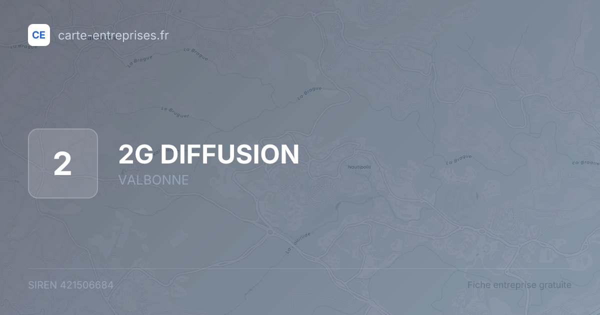 2G DIFFUSION — 421506684 — fiche entreprise