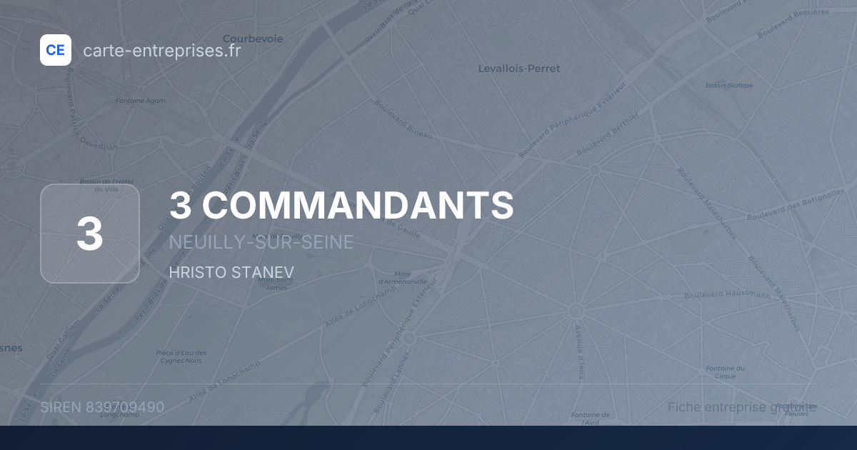 3 COMMANDANTS — 839709490 — fiche entreprise