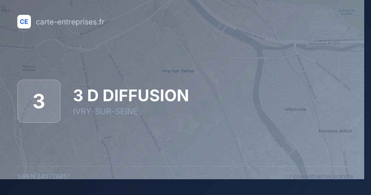 3 D DIFFUSION — 349726851 — fiche entreprise