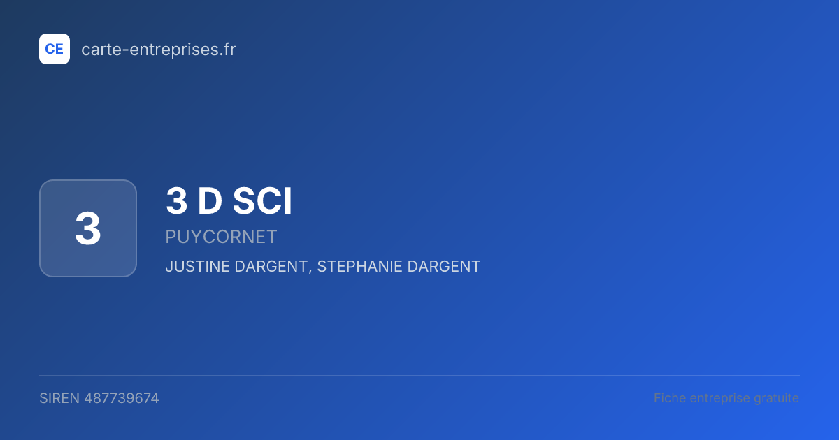 3 D SCI — 487739674 — fiche entreprise