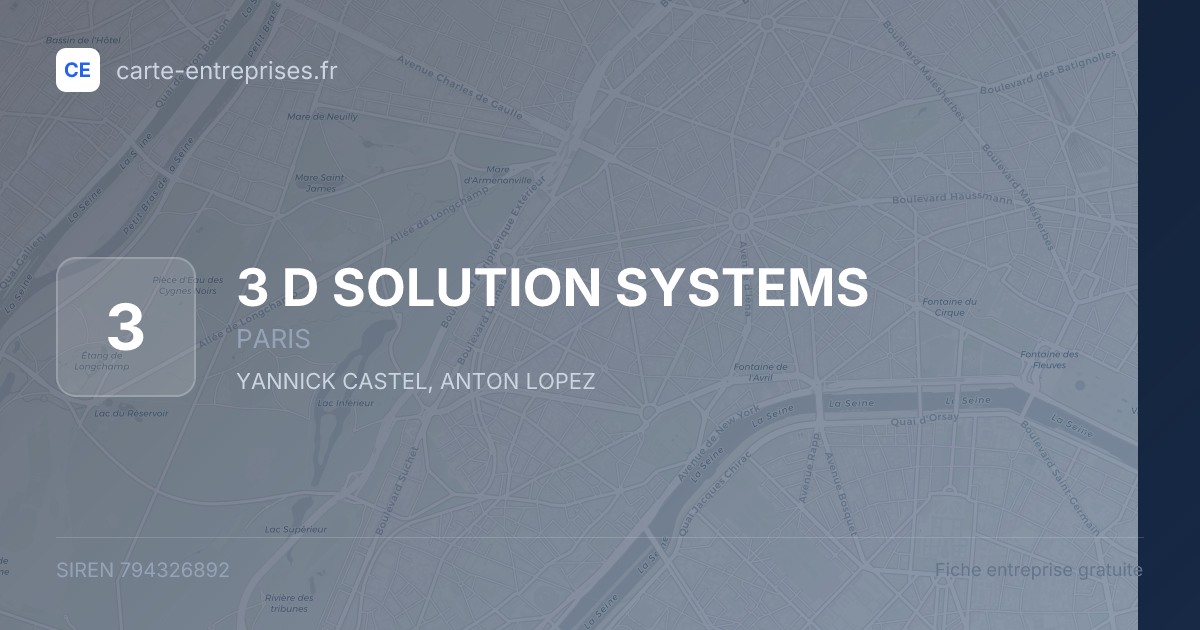 3 D SOLUTION SYSTEMS — 794326892 — fiche entreprise