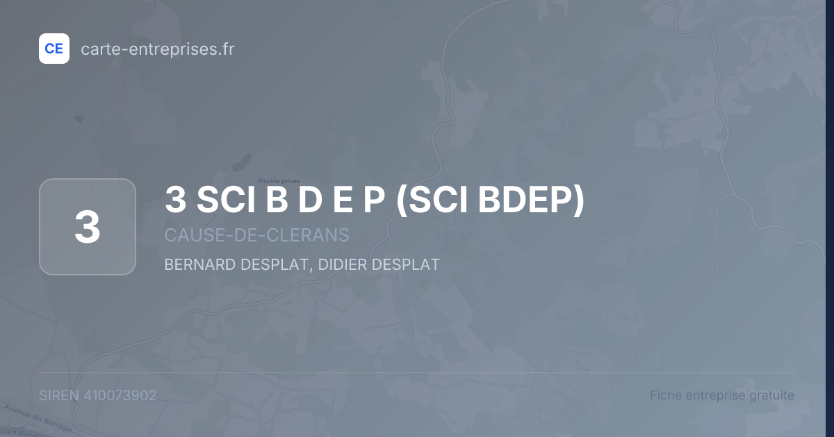 3 SCI B D E P (SCI BDEP) — 410073902 — fiche entreprise