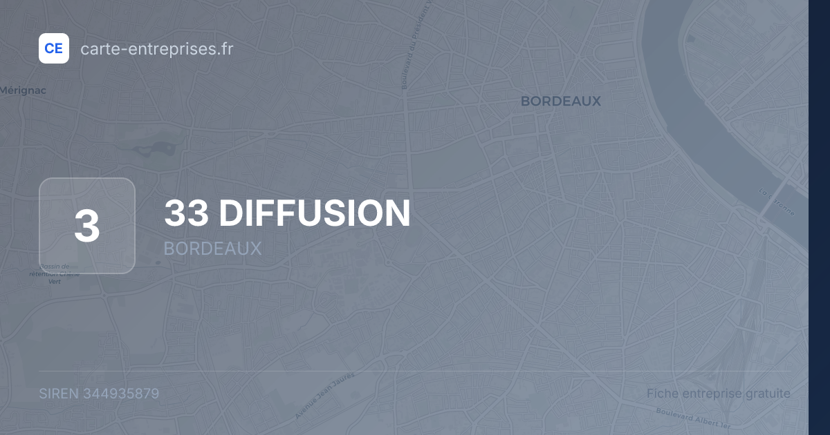 33 DIFFUSION — 344935879 — fiche entreprise