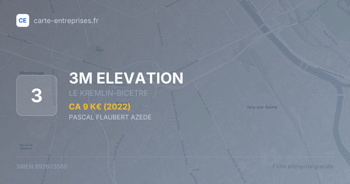3M ELEVATION — 892603580 — fiche entreprise