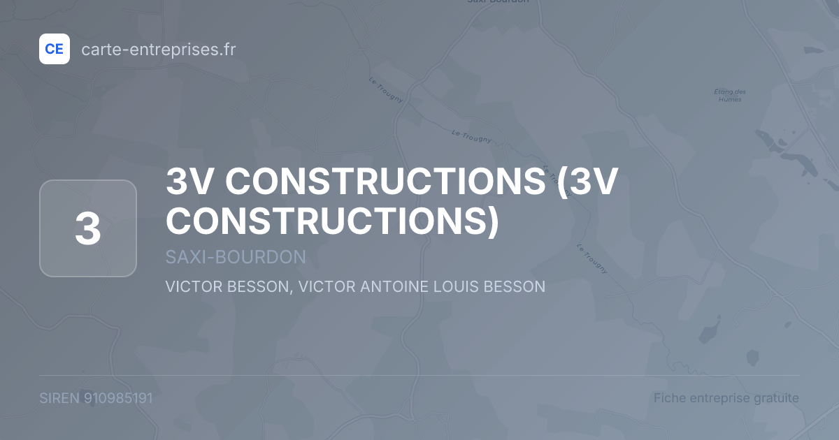 3V CONSTRUCTIONS — 910985191 — fiche entreprise