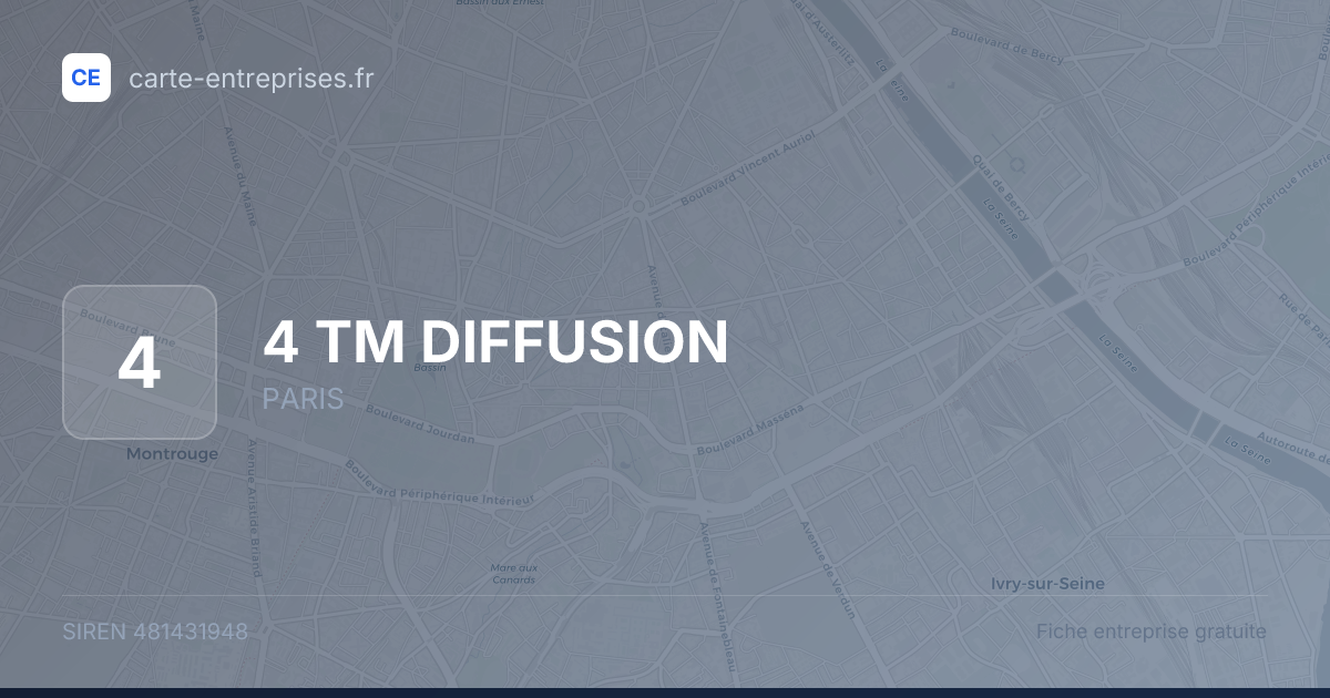 4 TM DIFFUSION — 481431948 — fiche entreprise