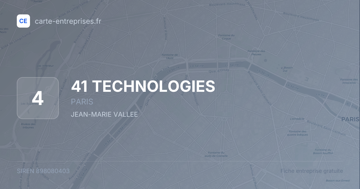 41 TECHNOLOGIES — 898080403 — fiche entreprise
