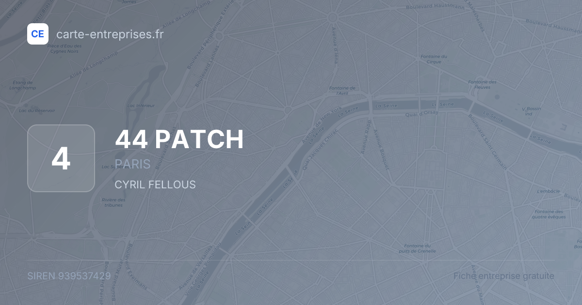44 PATCH — 939537429 — fiche entreprise