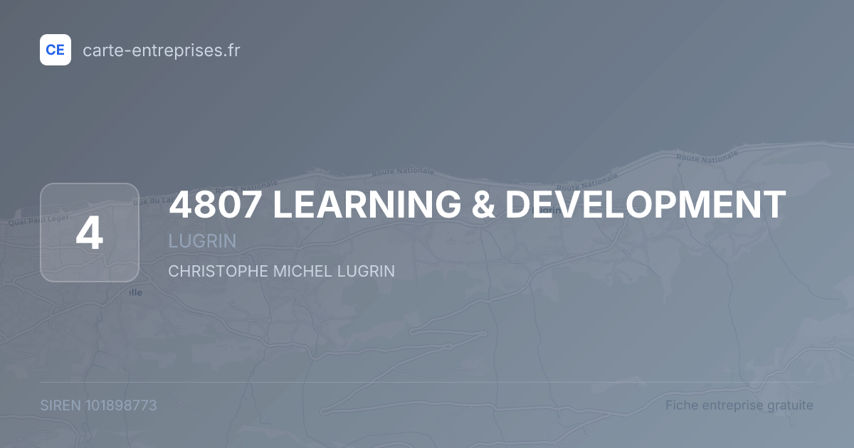 4807 LEARNING & DEVELOPMENT — 101898773 — fiche entreprise