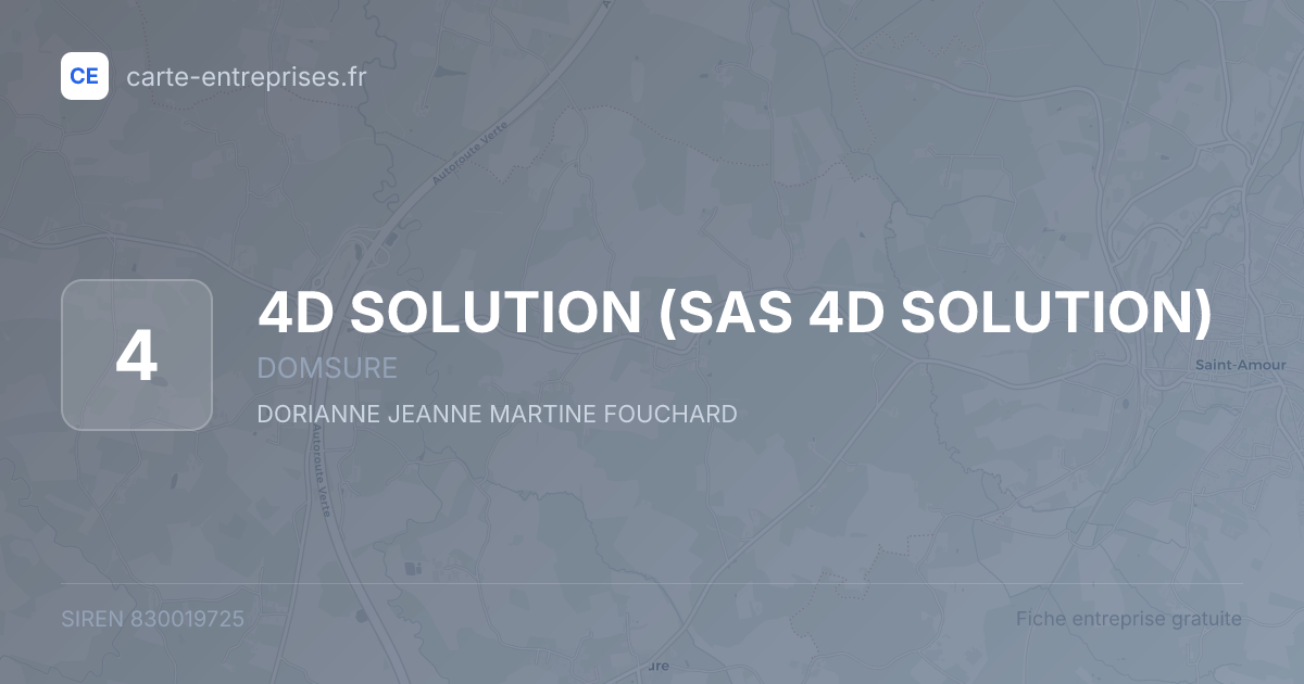 4D SOLUTION (SAS 4D SOLUTION) — 830019725 — fiche entreprise
