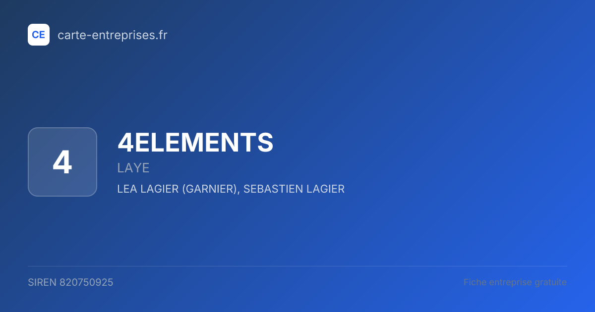 4ELEMENTS — 820750925 — fiche entreprise