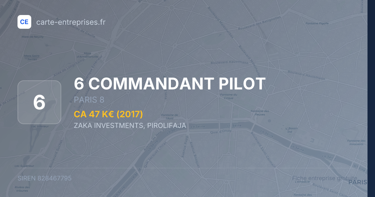 6 COMMANDANT PILOT — 828467795 — fiche entreprise