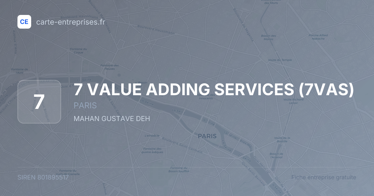 7 VALUE ADDING SERVICES (7VAS) — 801895517 — fiche entreprise