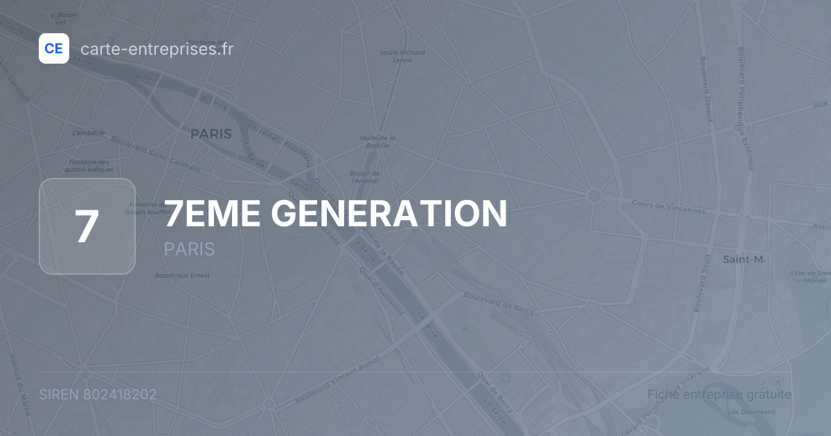 7EME GENERATION — 802418202 — fiche entreprise