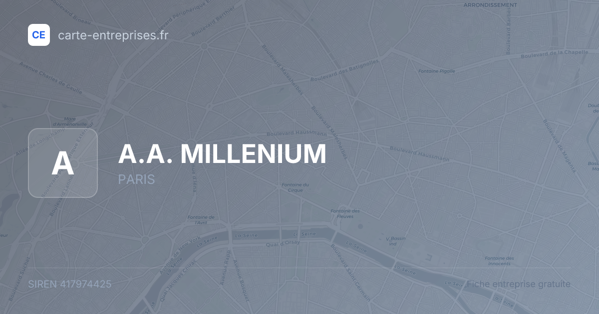 A.A. MILLENIUM — 417974425 — fiche entreprise