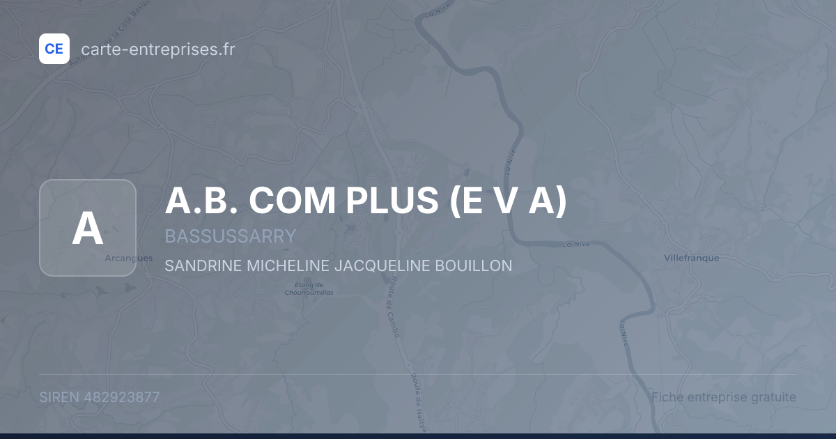 A.B. COM PLUS (E V A) — 482923877 — fiche entreprise