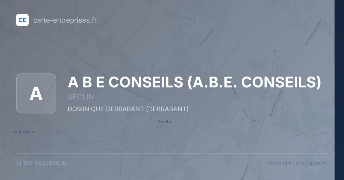A B E CONSEILS (A.B.E. CONSEILS) — 482983806 — fiche entreprise