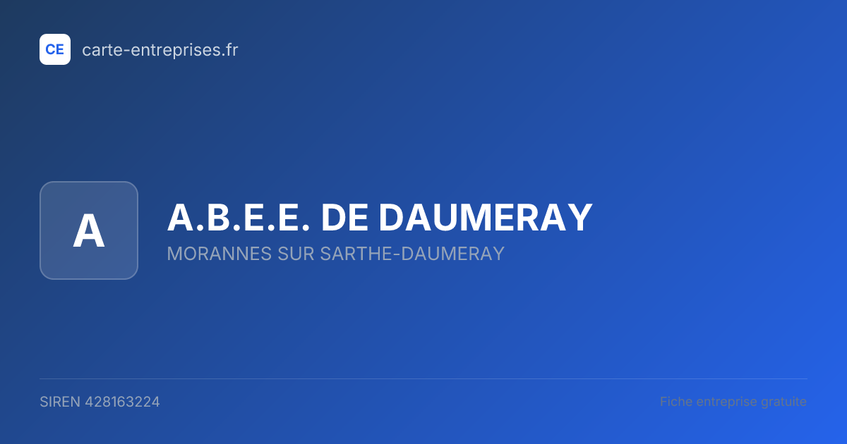 A.B.E.E. DE DAUMERAY — 428163224 — fiche entreprise