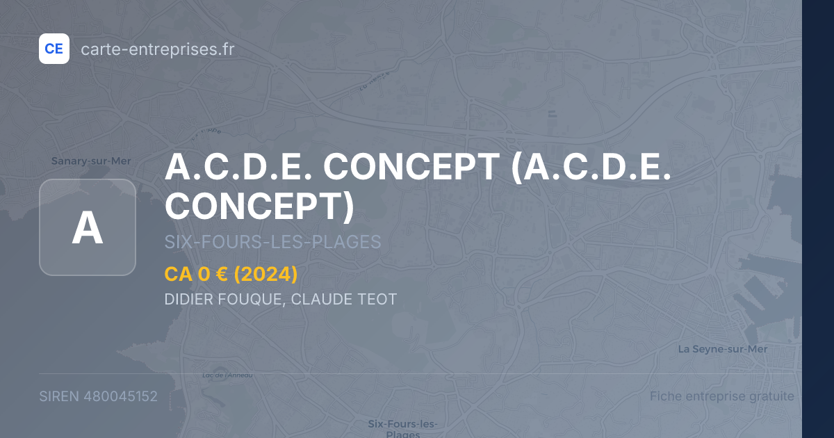 A.C.D.E. CONCEPT — 480045152 — fiche entreprise