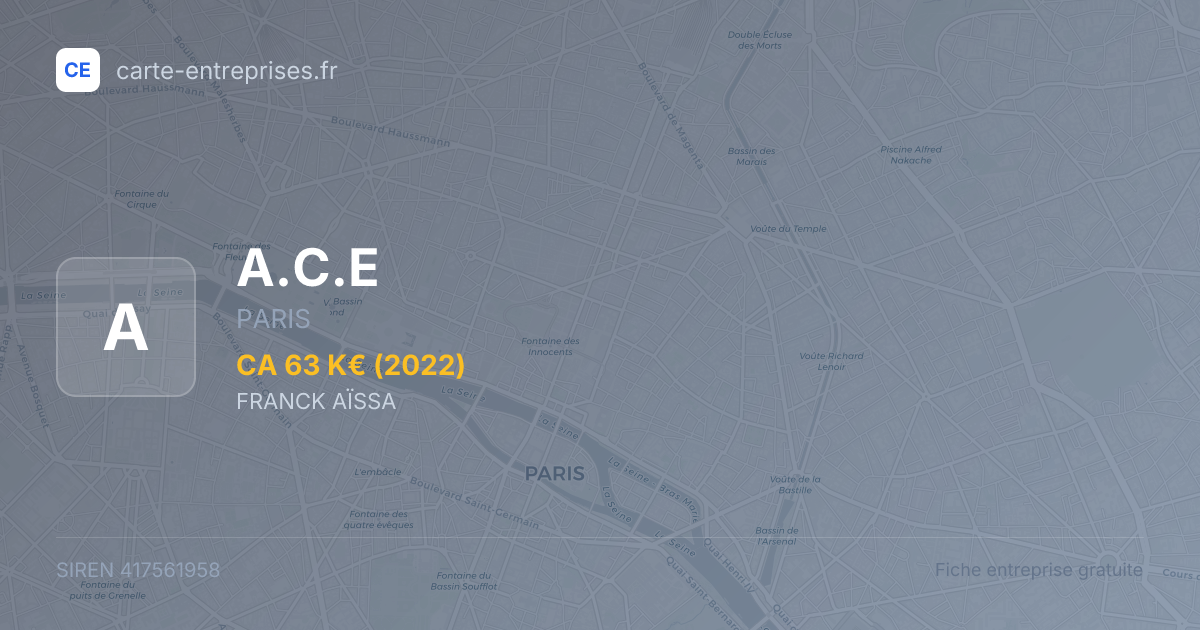 A.C.E — 417561958 — fiche entreprise