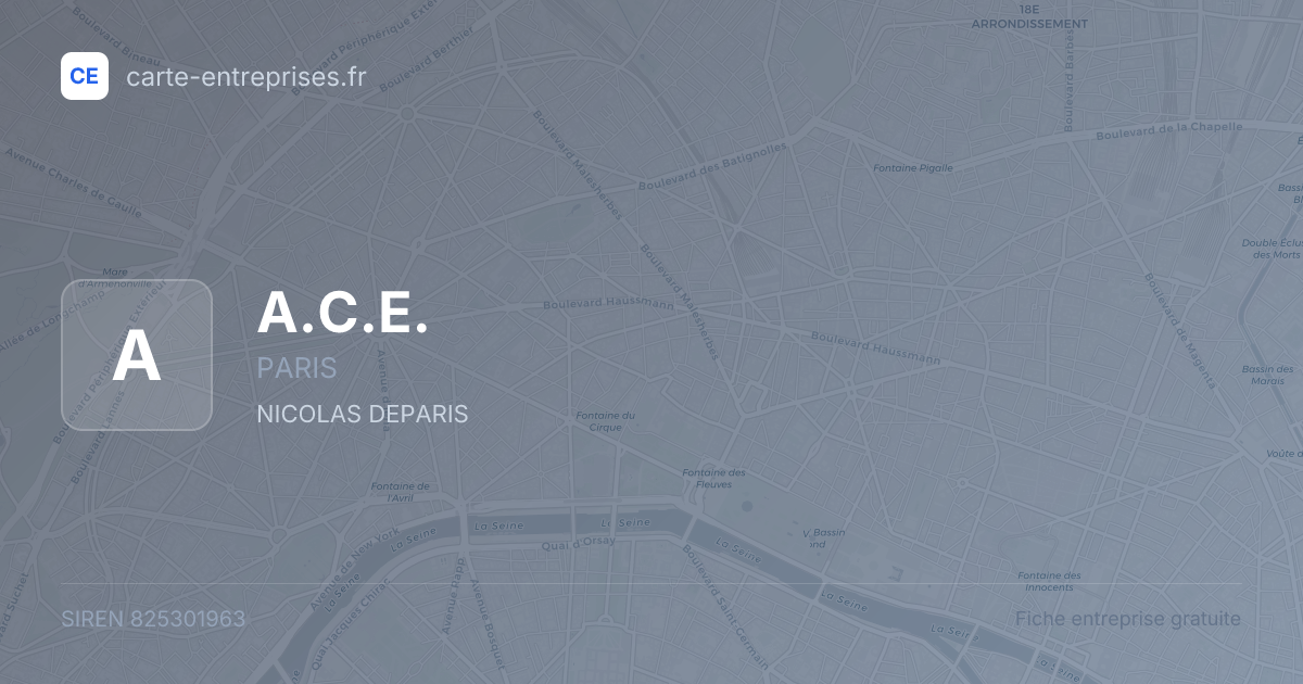 A.C.E. — 825301963 — fiche entreprise