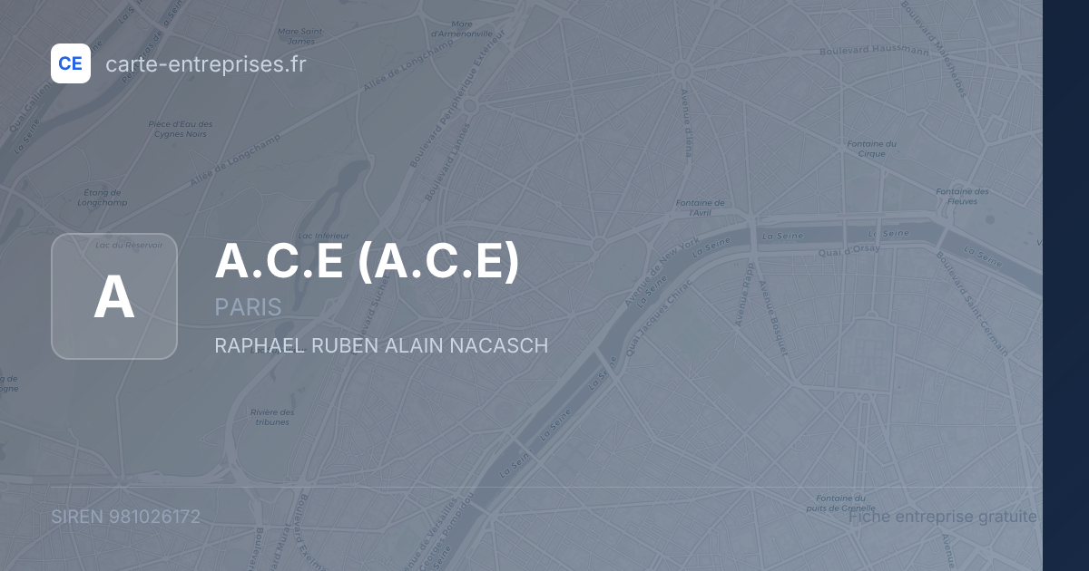 A.C.E — 981026172 — fiche entreprise
