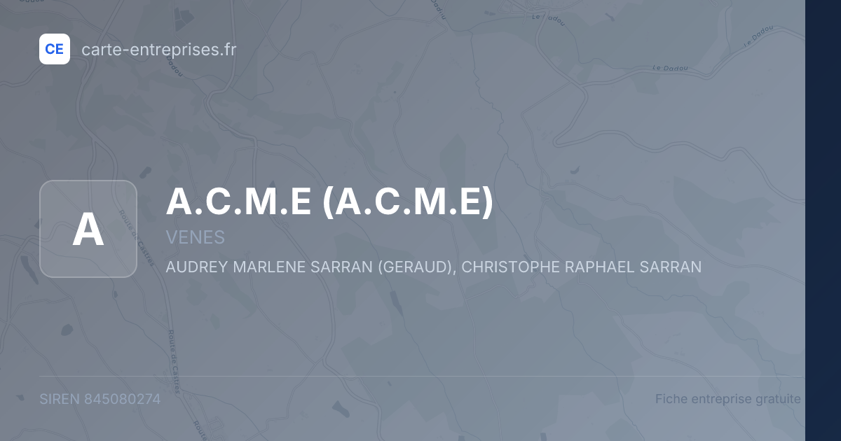 A.C.M.E — 845080274 — fiche entreprise