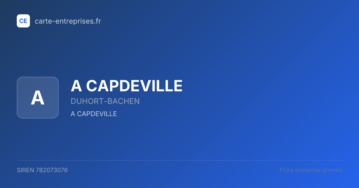 A CAPDEVILLE — 782073076 — fiche entreprise