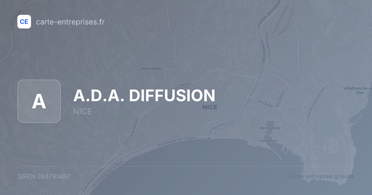 A.D.A. DIFFUSION — 394791487 — fiche entreprise