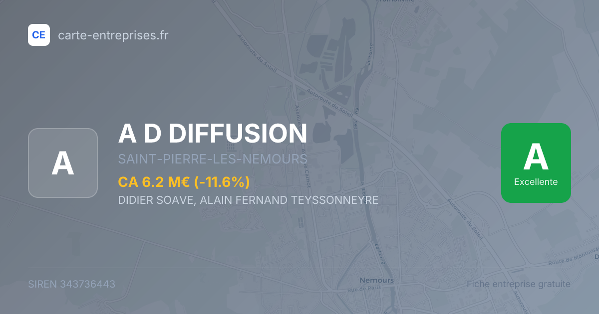 A D DIFFUSION — 343736443 — fiche entreprise