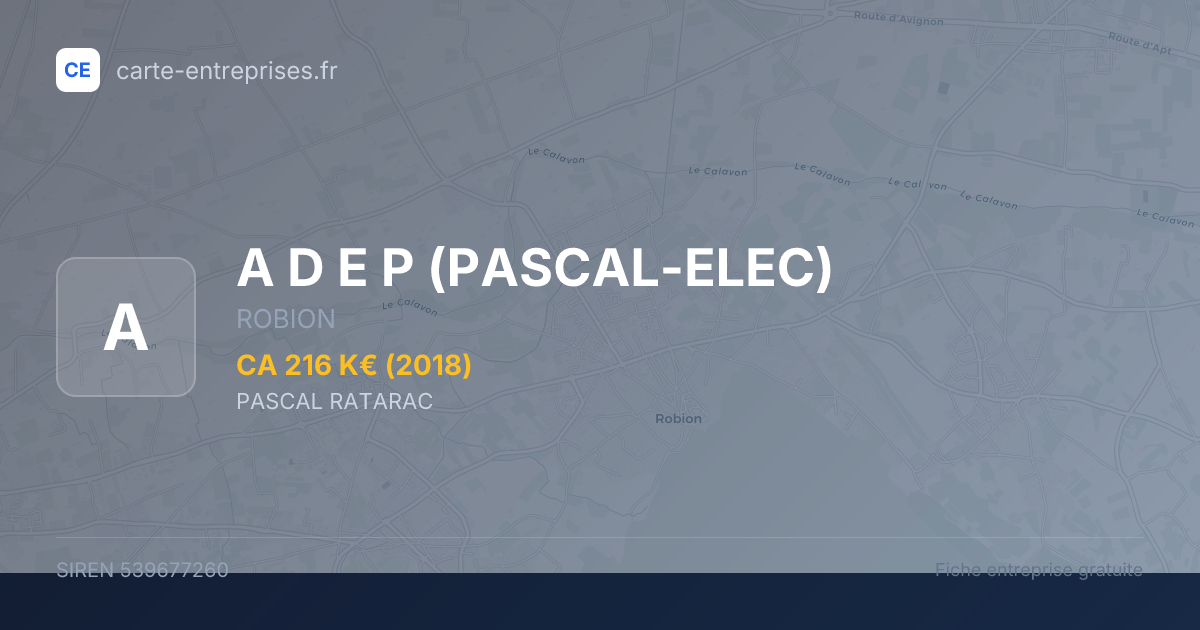 A D E P (PASCAL-ELEC) — 539677260 — fiche entreprise