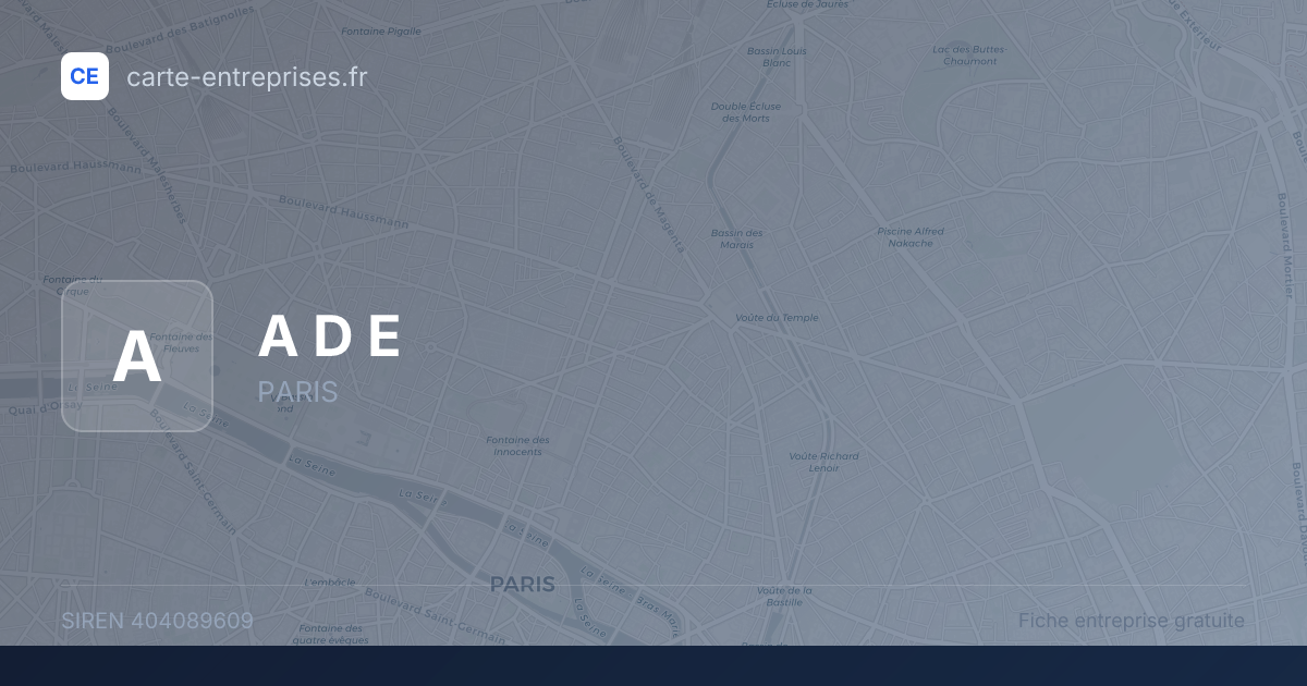 A D E — 404089609 — fiche entreprise